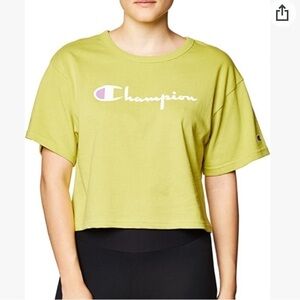 𝅺CHAMPION Women's Heritage kelp bright green Cropped Tee